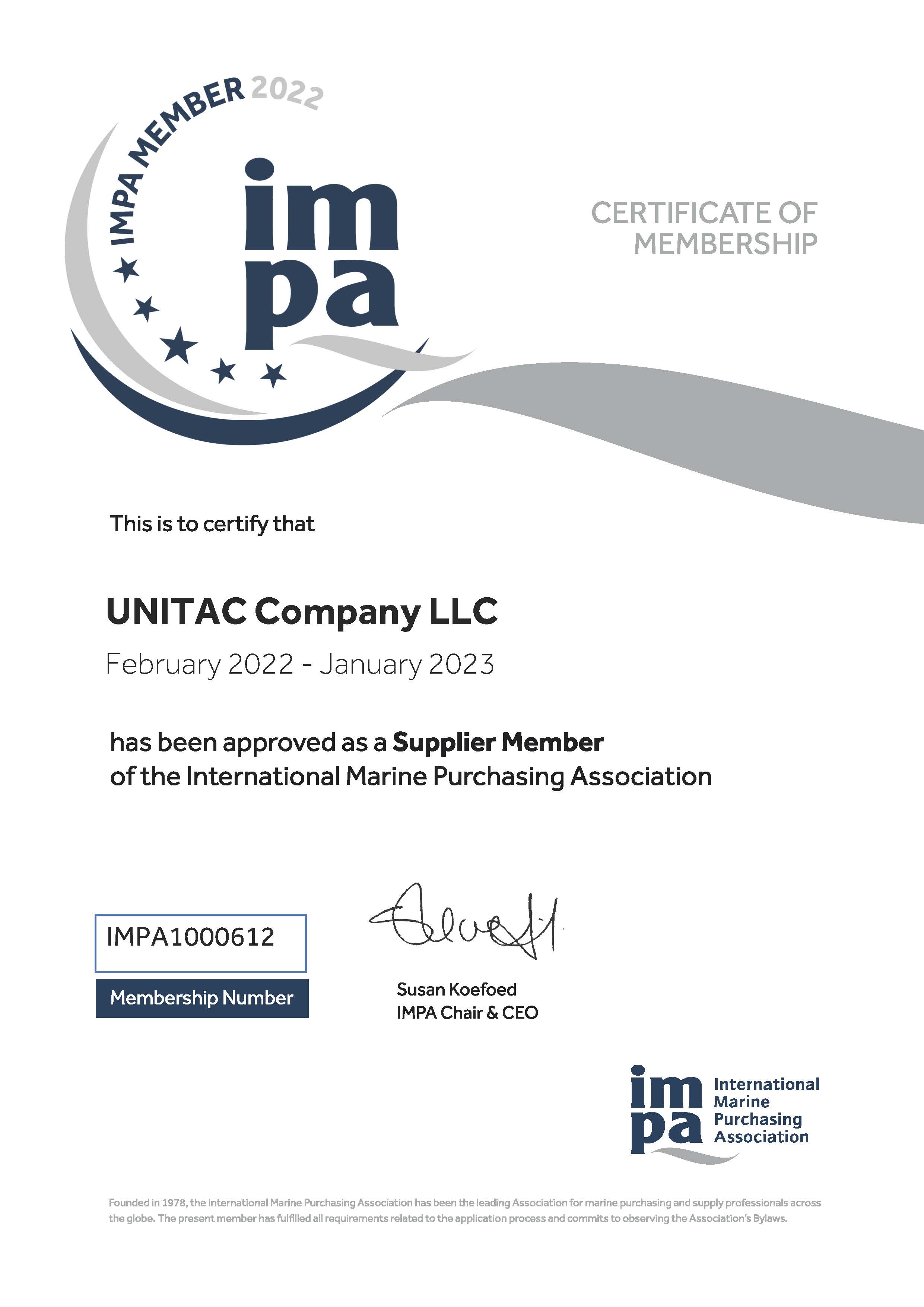 IMPA Certificate EXP-01-2023